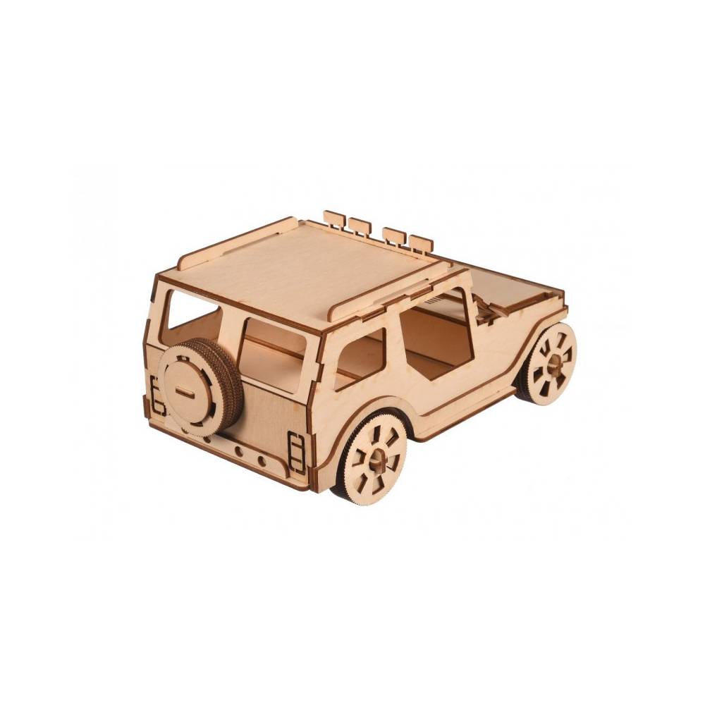 Drewniany model jeep do składania puzzle 3D