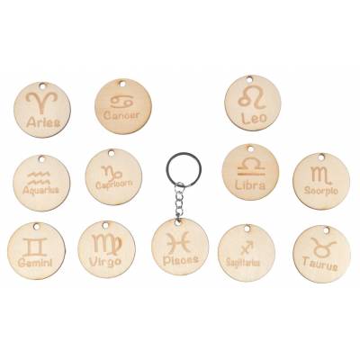 Drewniany brelok znaki zodiaku