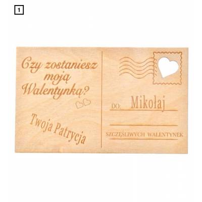 Drewniana walentynka kartka...