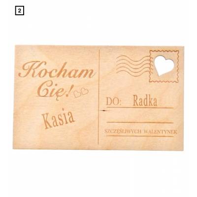 Drewniana walentynka kartka...