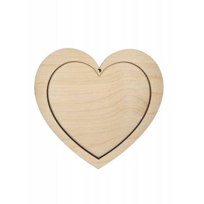 Serce z sklejki z ramką 13cm