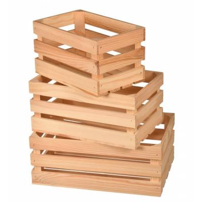 Zestaw drewnianych skrzynek...