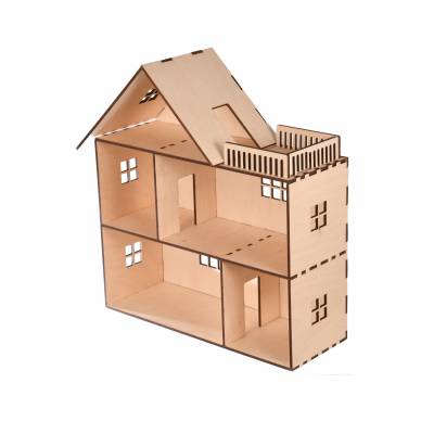 drewniany domek dla lalek z tarasem