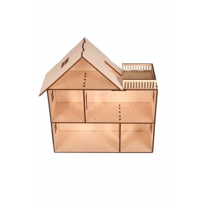 drewniany domek dla lalek z tarasem